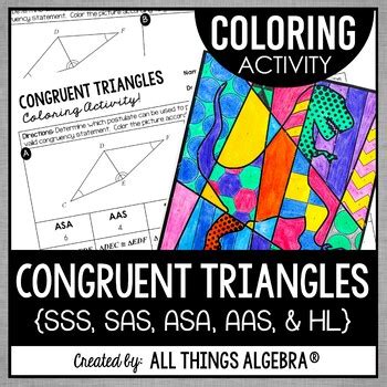 Learn how to solve for unknown variables in congruent triangles. . Answer key congruent triangles coloring activity answers